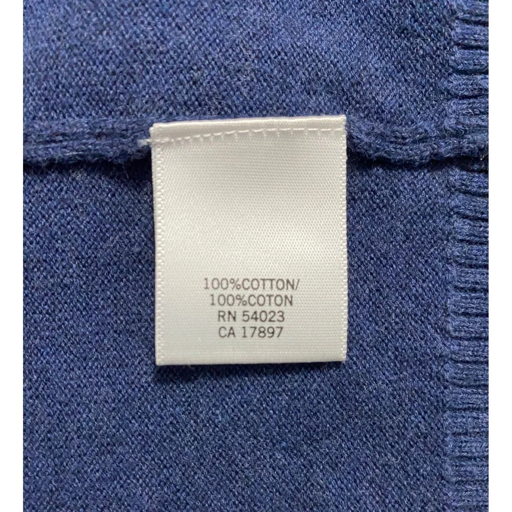 Banana Republic Mens V‎ Neck Sweater Medium Blue Cotton Knit Long Sleeve